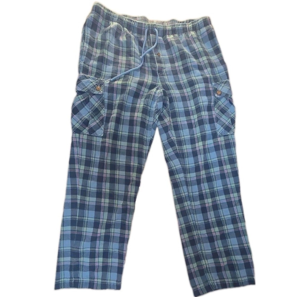 Duluth Trading Co Pants Mens Large L x 32 Plaid Flannel Cargo Lounge Pajama